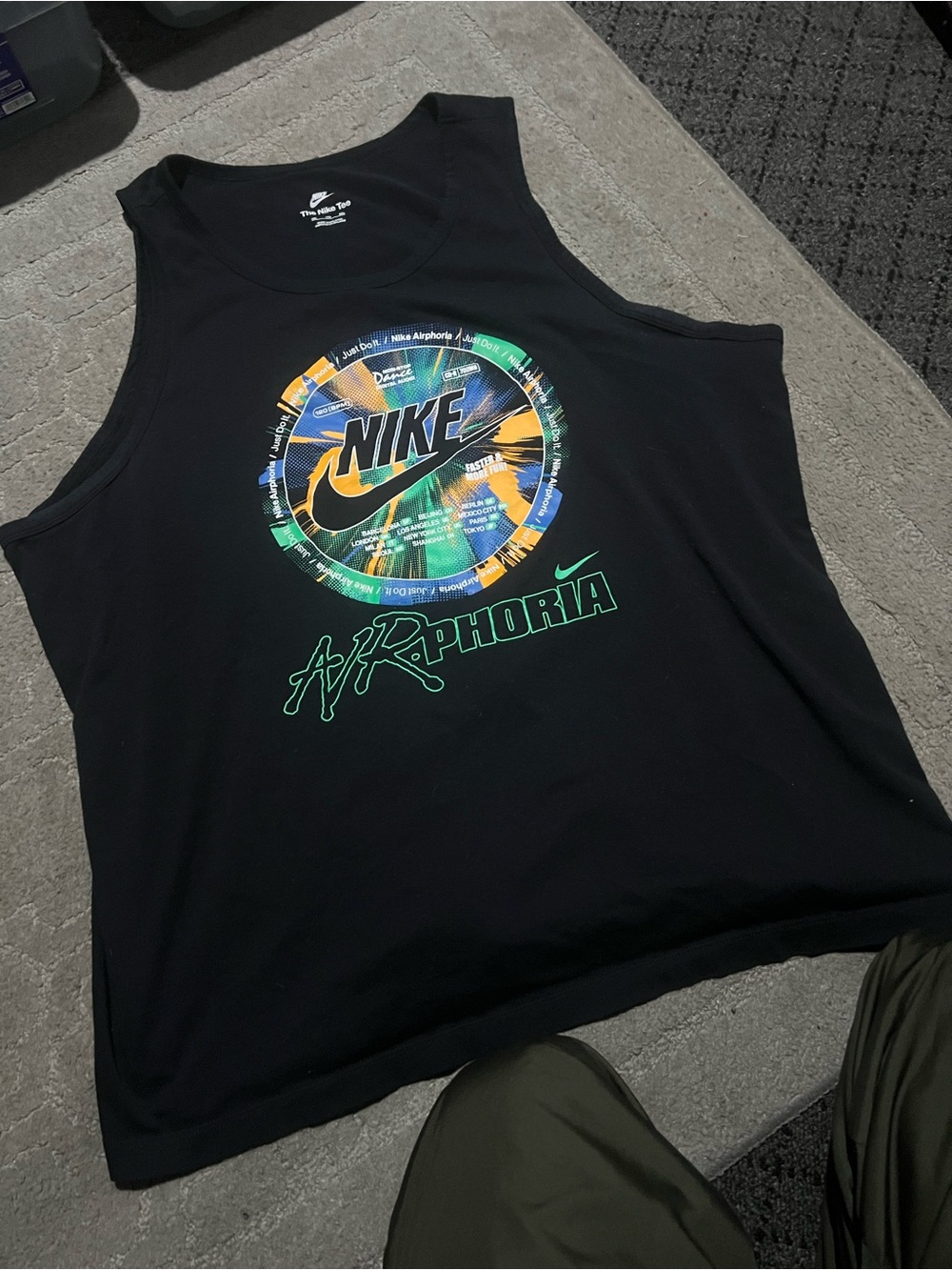Nike Black Tank Top with Multicolor Circular Graphic